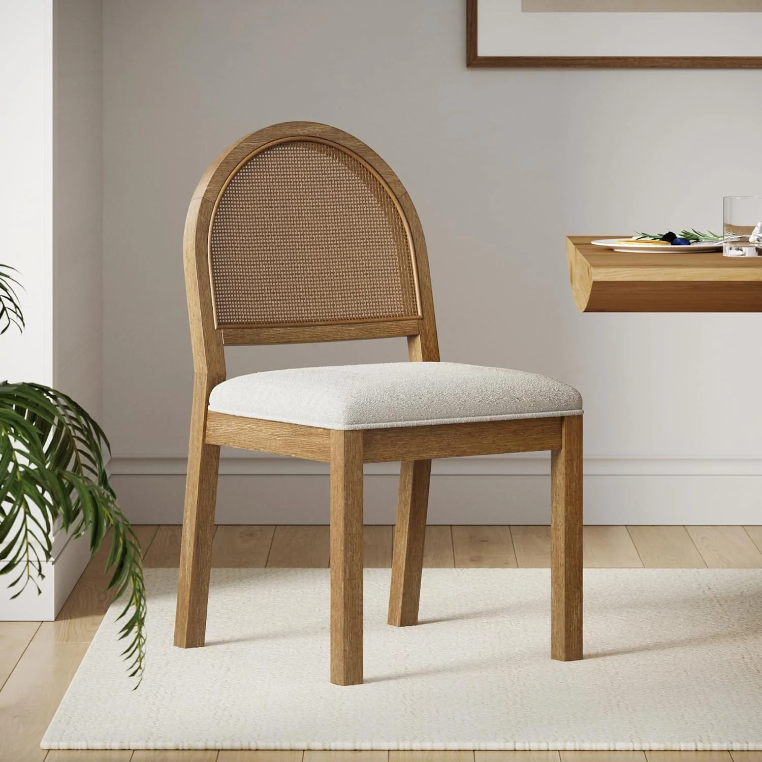Cream Boucle Dining Chair