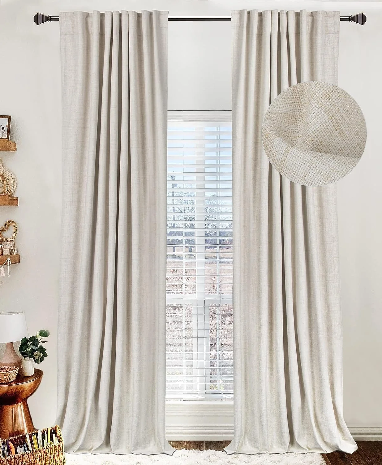 Cream Blackout Curtains | Cozy Neutral Bedroom Window Ideas