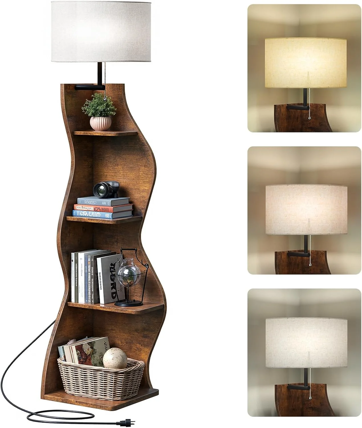 Evermagin 4 Tier Corner Shelf with Light