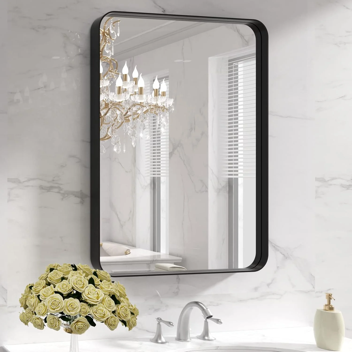 Bathroom Mirror Ideas | Cozy Black Frame Vanity Decor 2026
