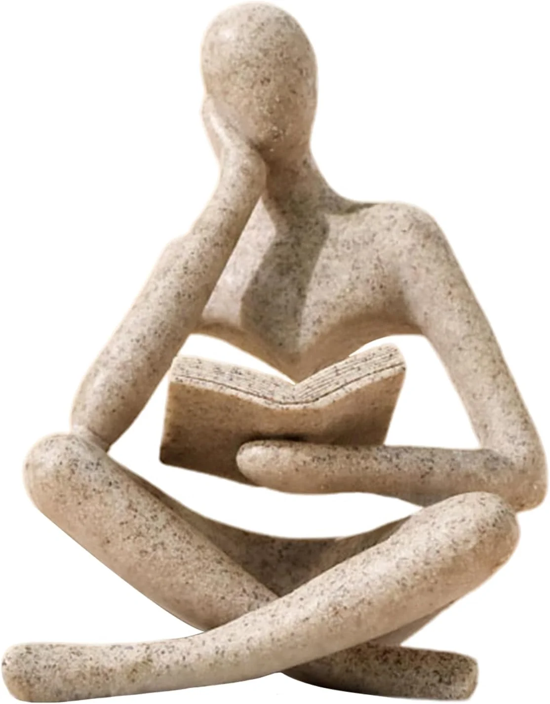 Modern Bookshelf Decor Ideas | Neutral Thinker Statue Styling