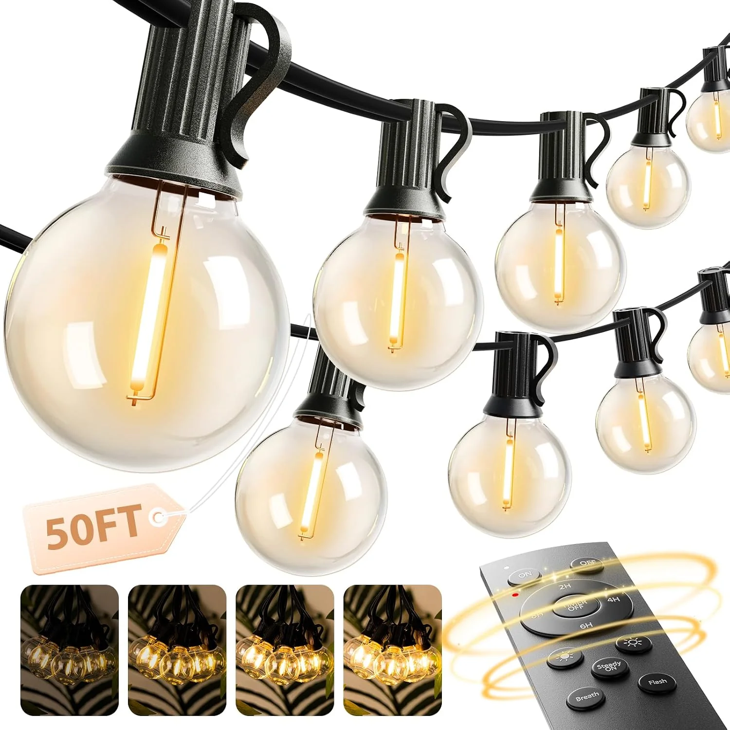 addlon Outdoor String Lights 50FT G40